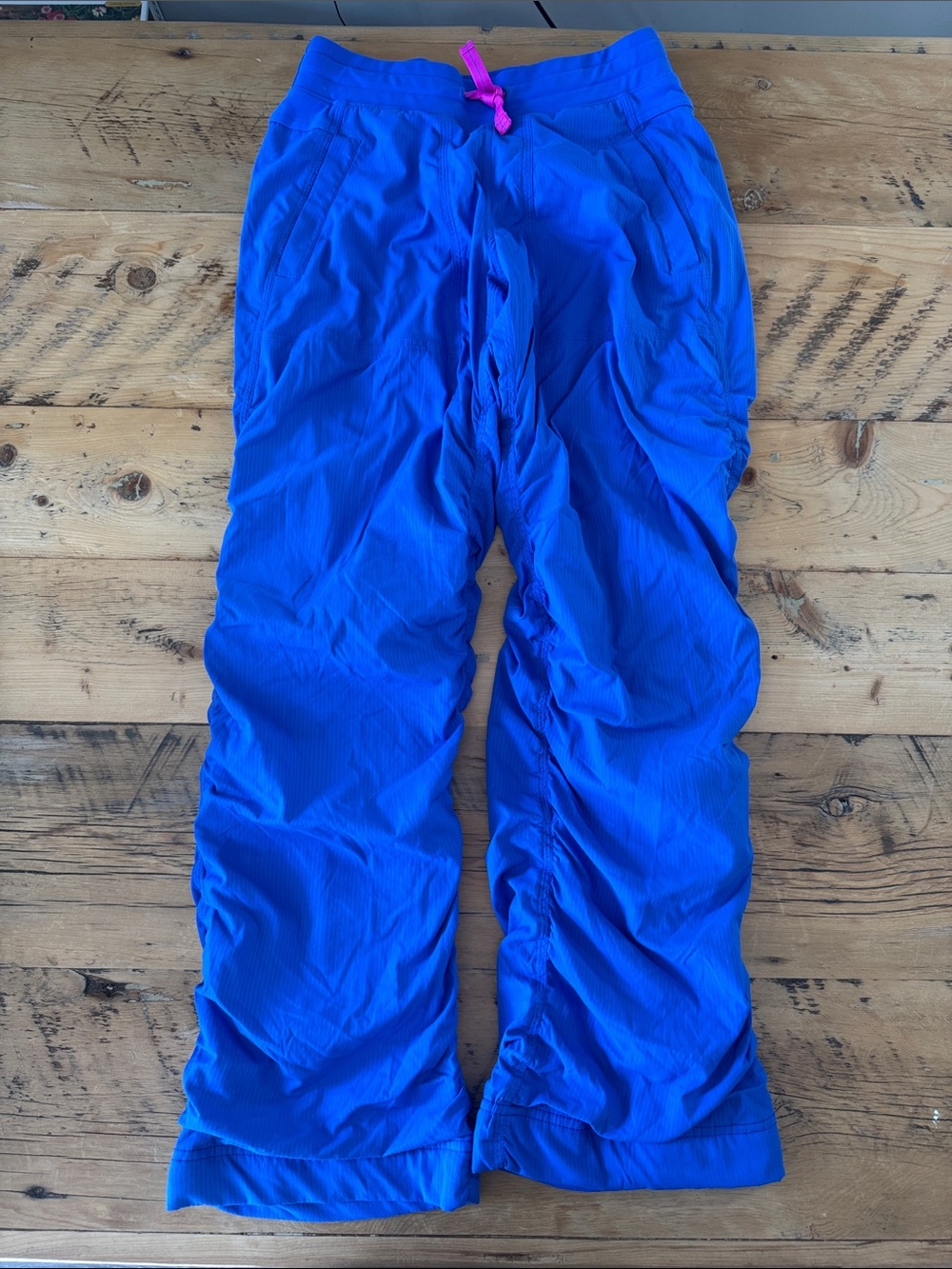 Ivivva Bright Blue Track Pants with Pink Drawstring